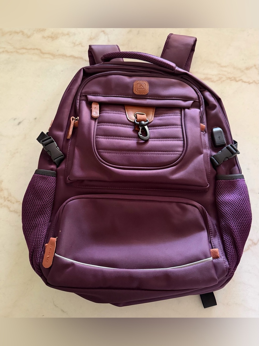 Aokur Deep Purple Canvas Travel Hiking Backpack Unisex NWOT